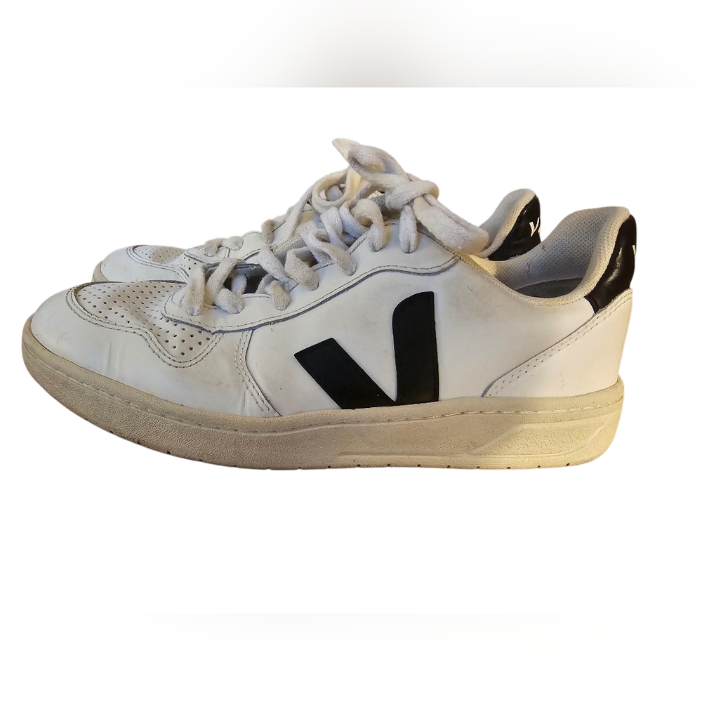 Veja White Sneakers with Black V Logo
